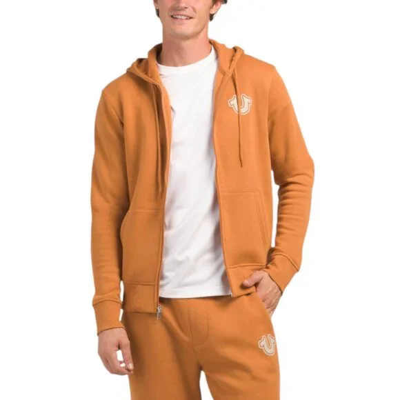 NEW True Religion Men 2 Piece Sweatsuit Fleece Tracksuit Hoodie Joggers Mandarin